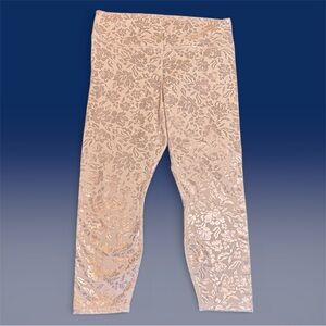 Fabletics Pink Metallic Floral Leggings sz L est
